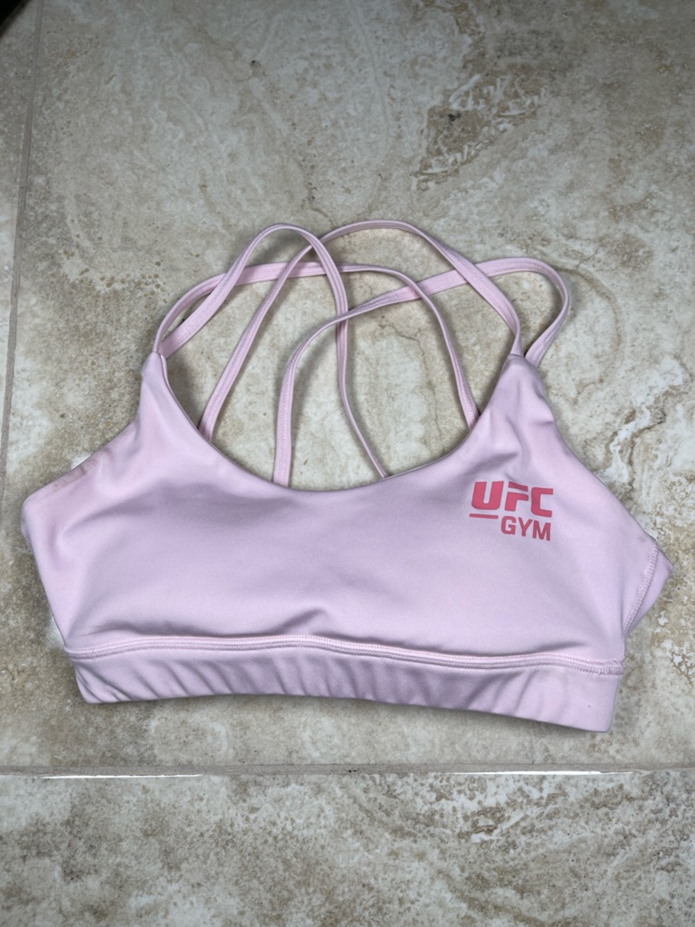 UFC Light Pink Strappy Sports Bra with Logo